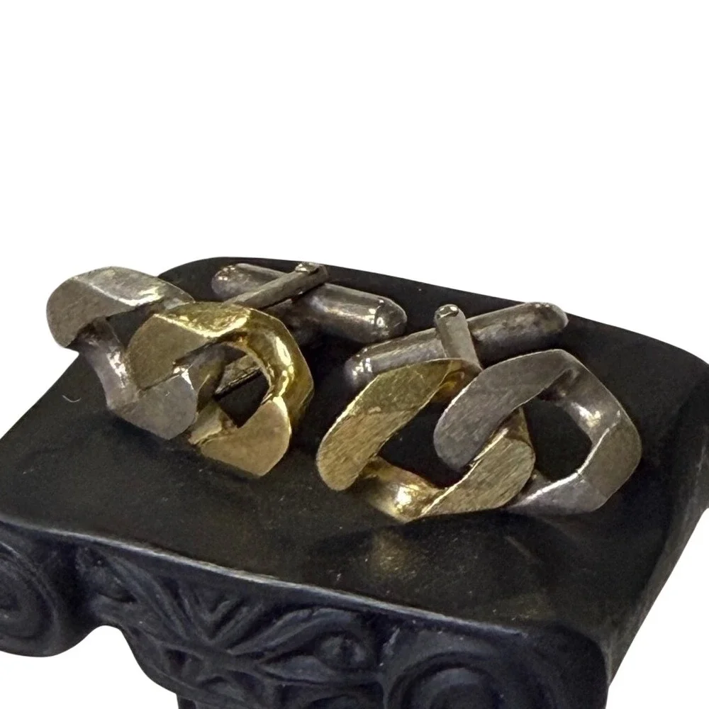 Vintage Lindsay 14K Gold Sterling Silver Knot Cufflinks Two Tone 13.62g